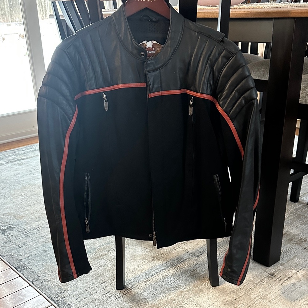 Harley-Davidson Black Jacket with Orange Stripes